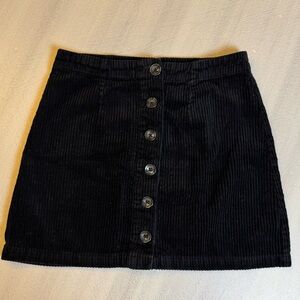 Forever 21 | Black Corduroy Button-Front Mini Skirt
